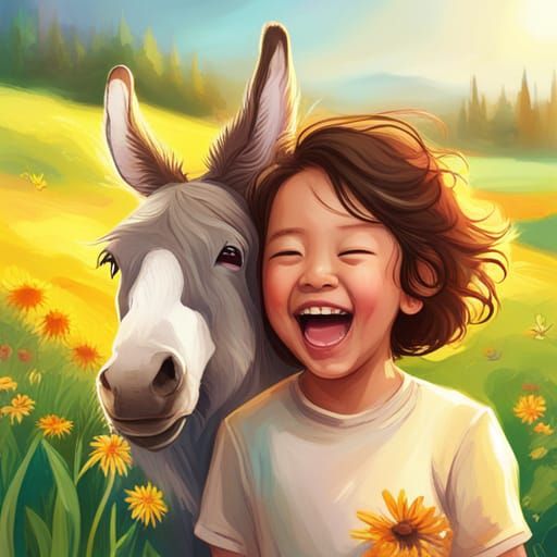 Joyful Lad with his Donkey Friend  by @RVB