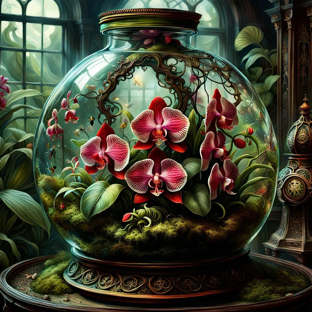 Orchid Oasis: A Victorian Terrarium  by @undefined