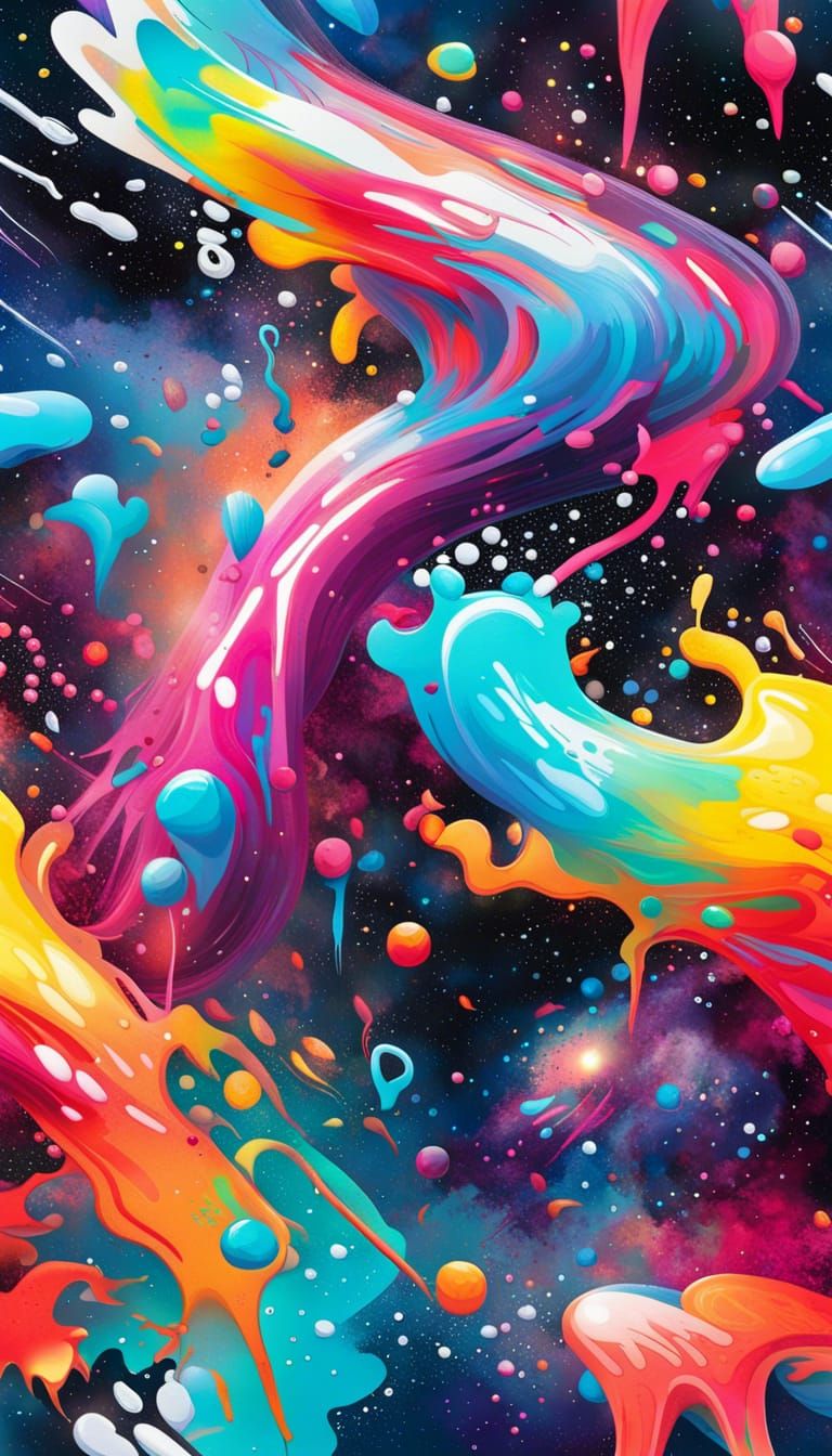 Colorful galaxies, graffiti art, splash art, street art, spray paint