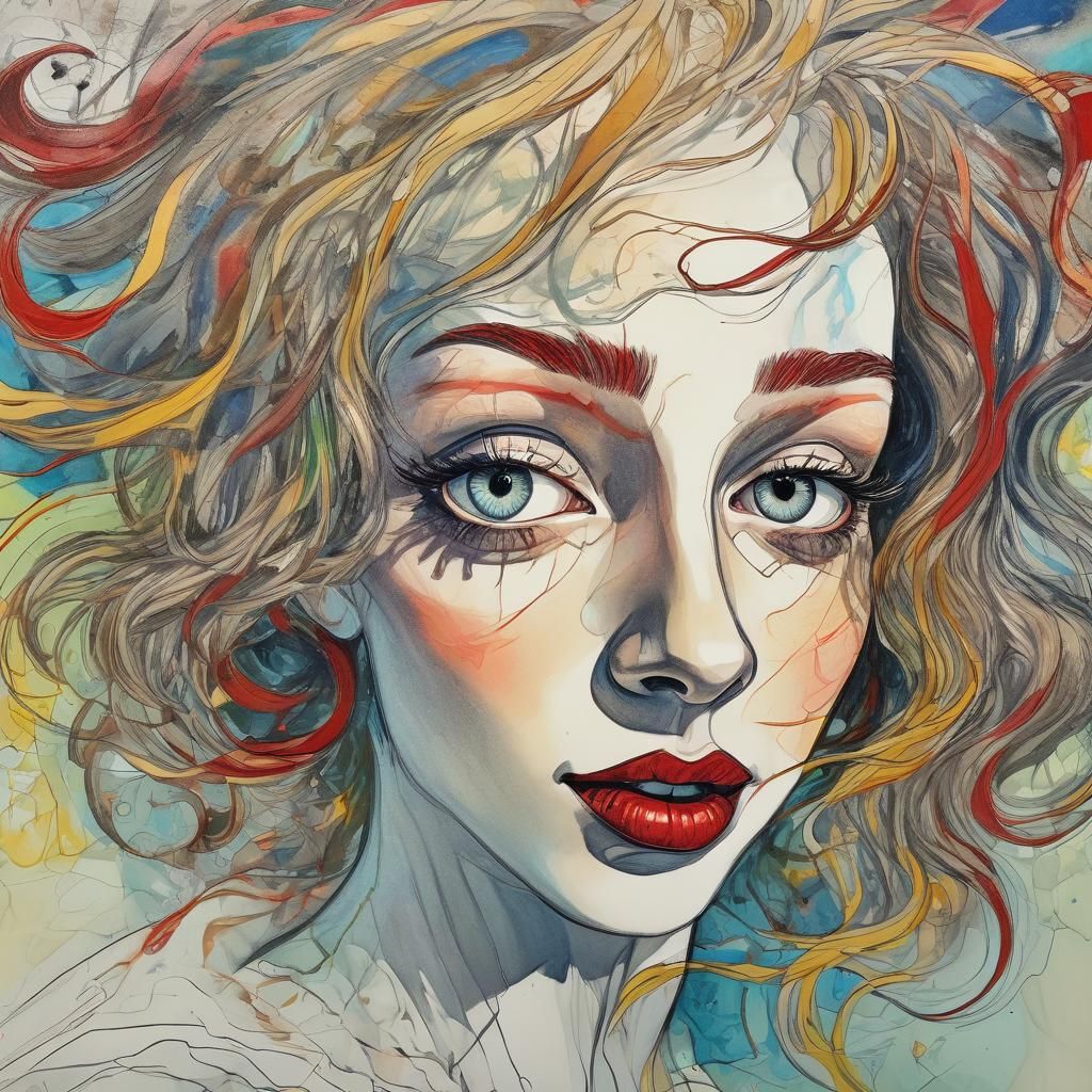 Vintage and nostalgic portrait of a 1920s flapper in the glamorous, Art Deco style of Tamara de Lempicka ows