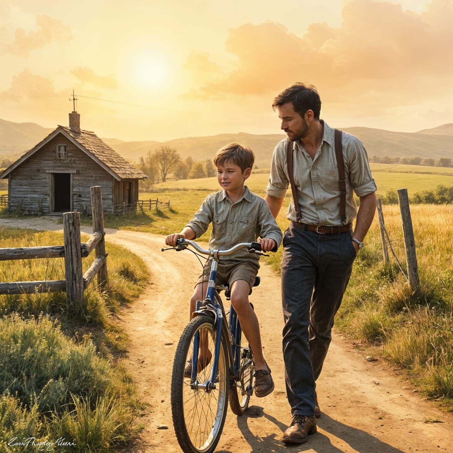 Papa enseñándome a montar en bici  by @cespra