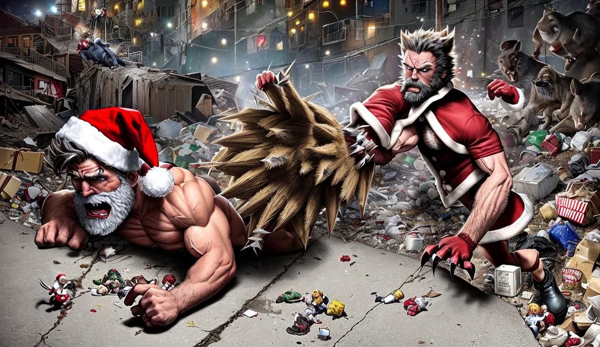 Bizarre Wolverine vs Strange Santa Claus - AI Generated Artwork ...