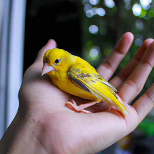 hand gently holding a bird false