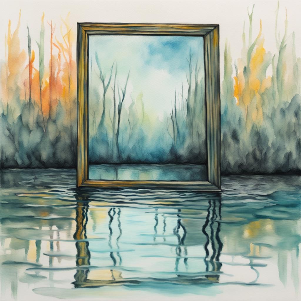 Underwater Mirror Reflection in Art Nouveau Style