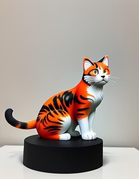 Calico cat sculpture