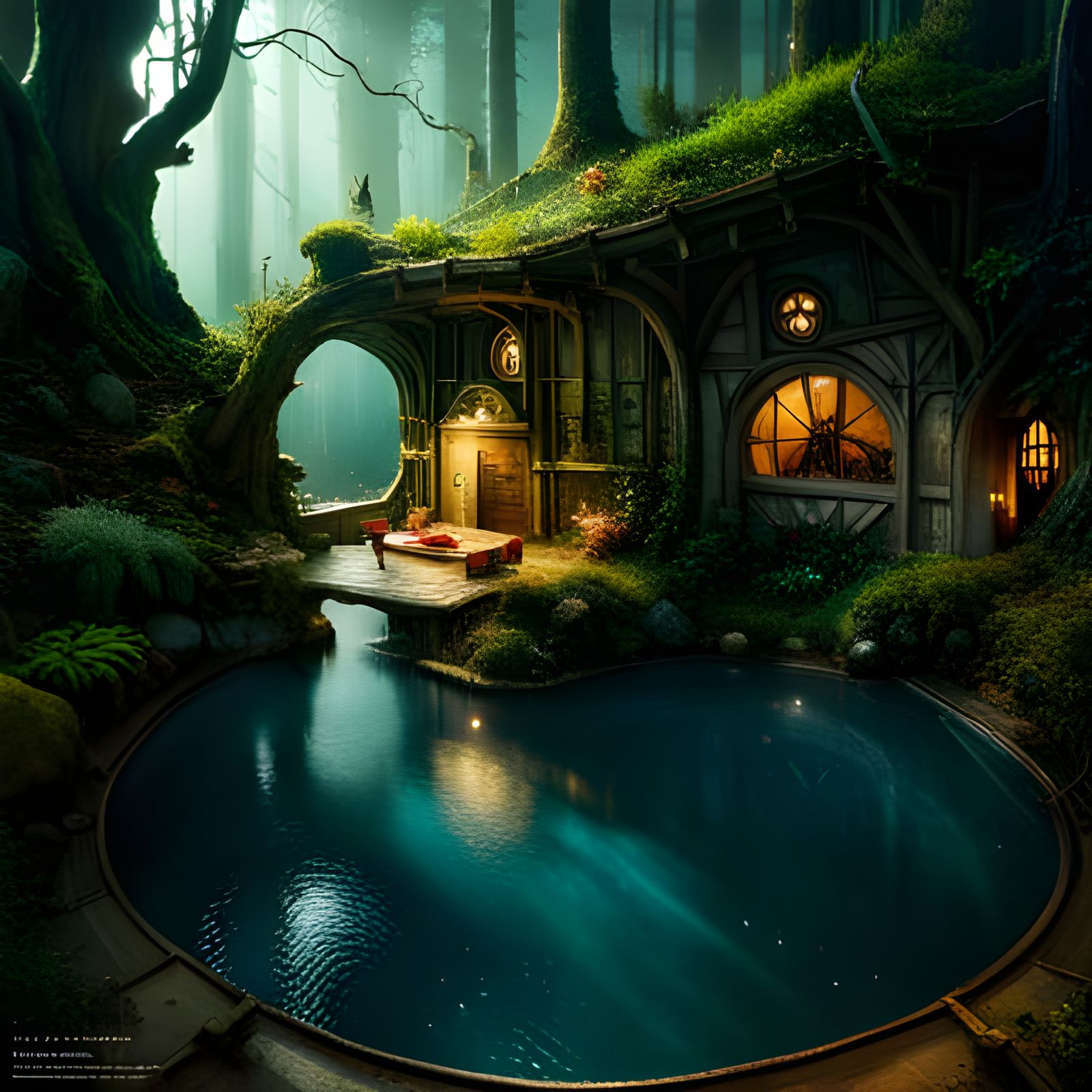 Enchanted Hobbit Pool in Twinkling Forest