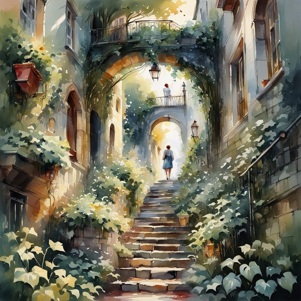  Watercolour landscape  by @Alfred Stephens