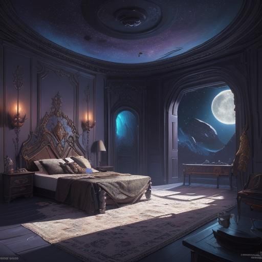 bedroom on the moon Artistic AI Generated Artwork NightCafe Creator