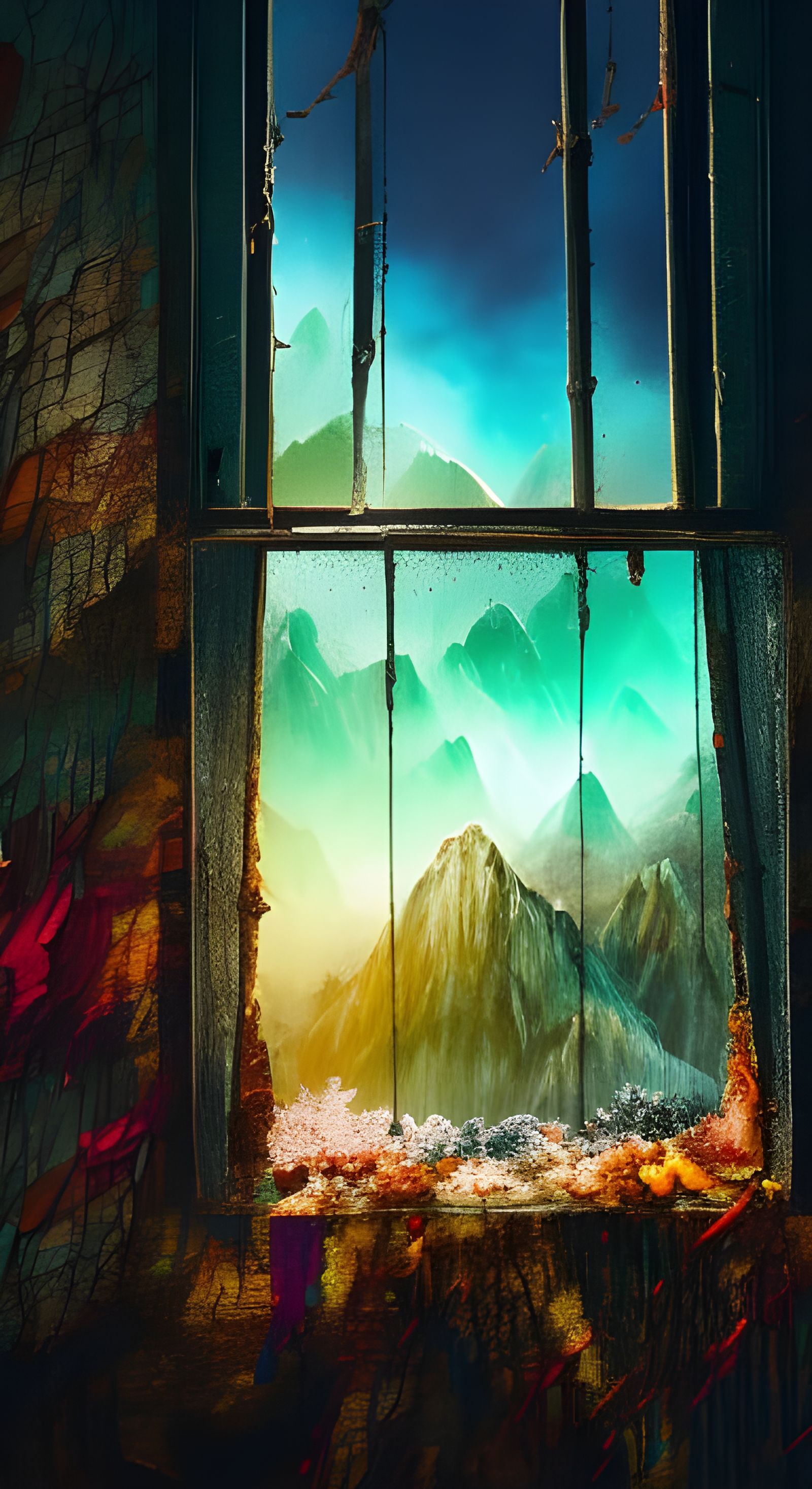 Mountain View from a abandoned window. - AI Generated Artwork ...