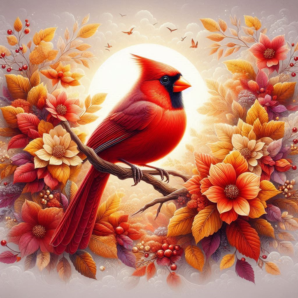 a Red Cardinal in Autumn