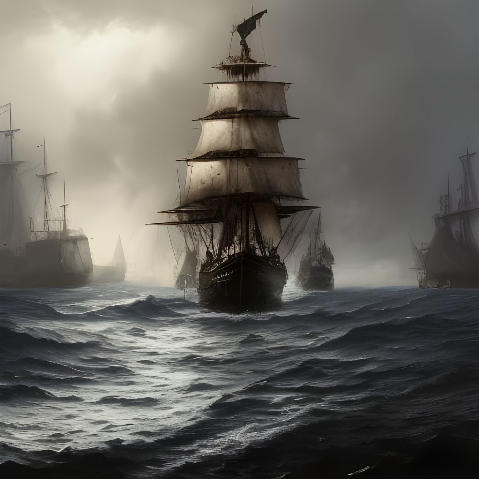 Dark Fantasy Ship Battle  by @coolino