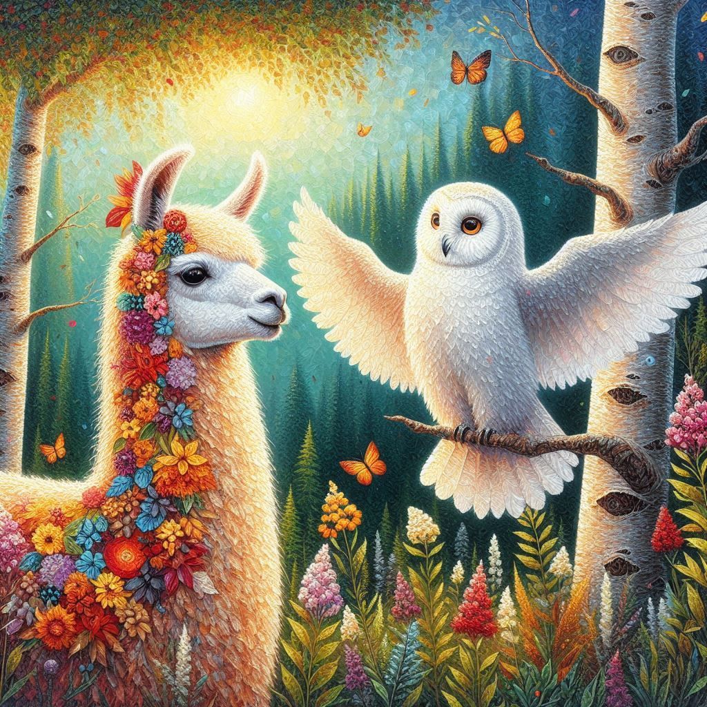 Llama and owl