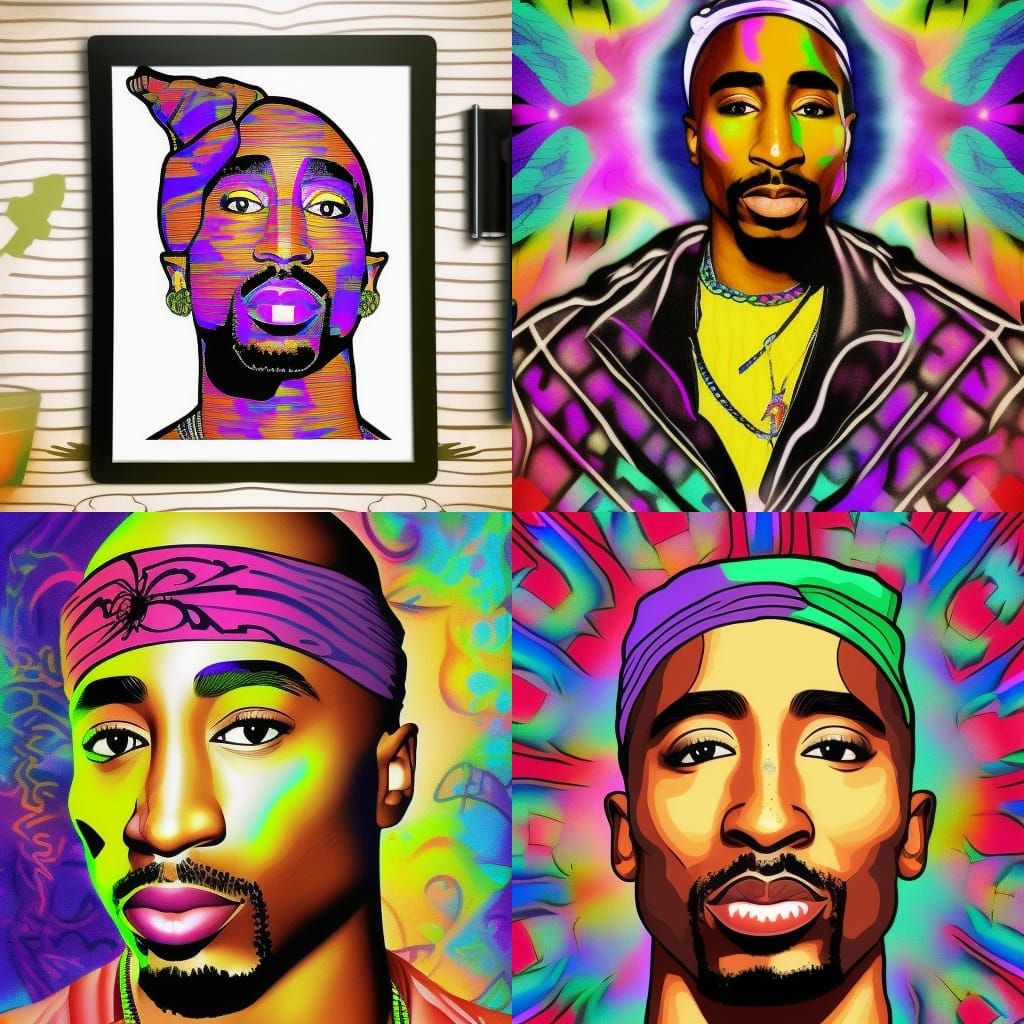 tupac psychedelic illustration - AI Generated Artwork - NightCafe Creator