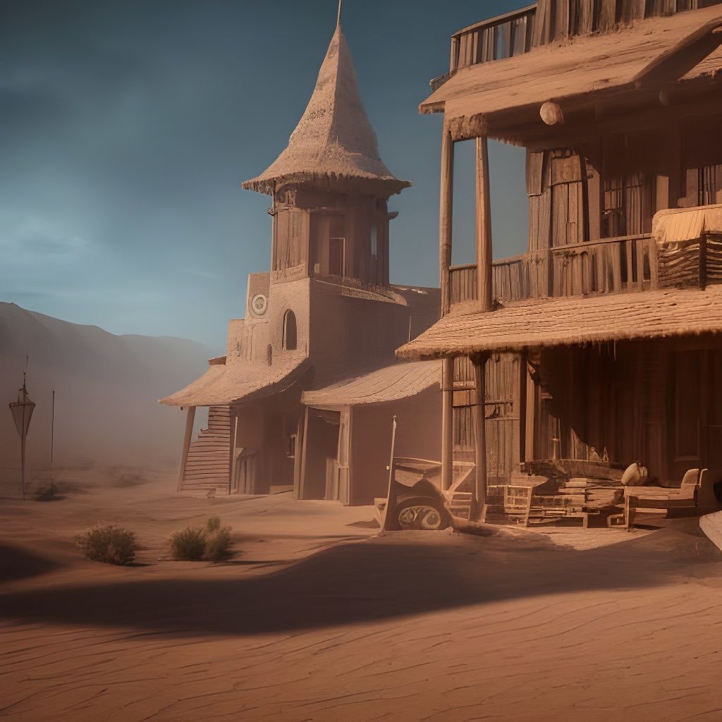Desert ghost town Epic cinematic brilliant stunning intricat...
