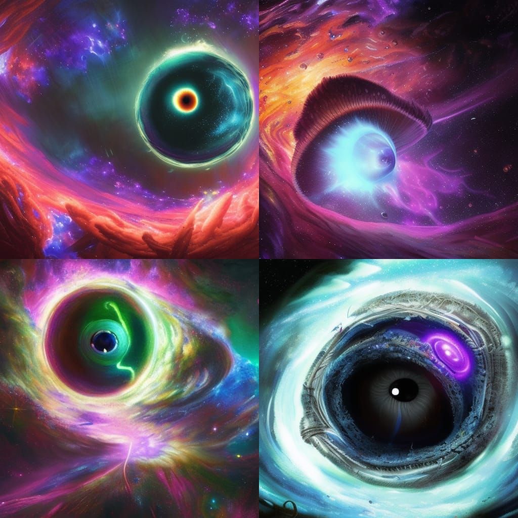 Cosmic space mushroom, eye of the cosmos, nebula spores, ult...