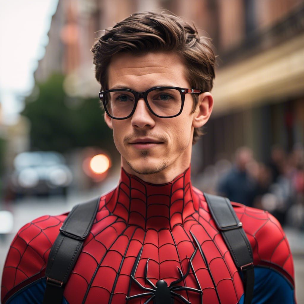 Grant Gustin as Spider-Man, Face must be visible, 80s fashion, Dolce ...