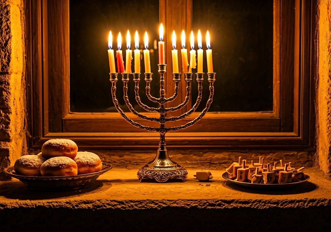 Surreal Silver Menorah in Jerusalem's Jewish Quarter