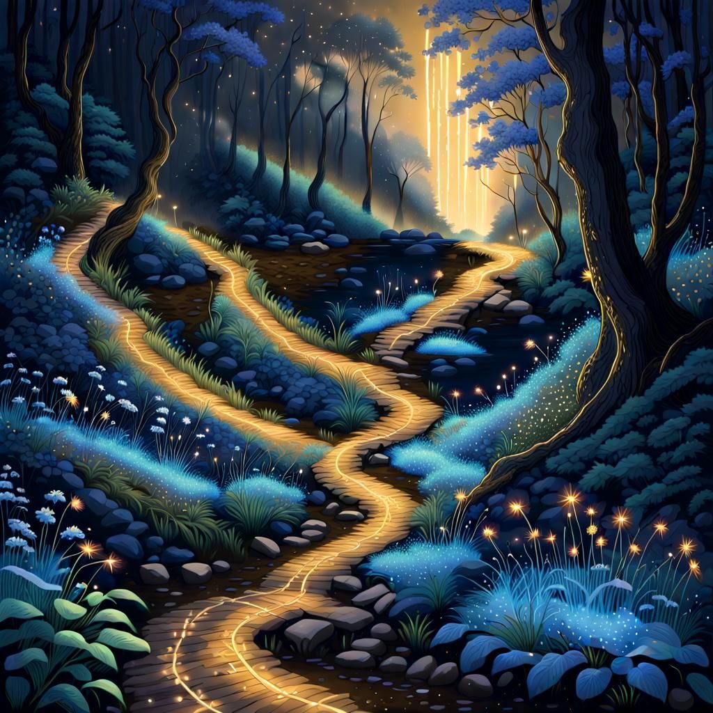 On a summer night, under the luminescent ethereal blue, a wi...