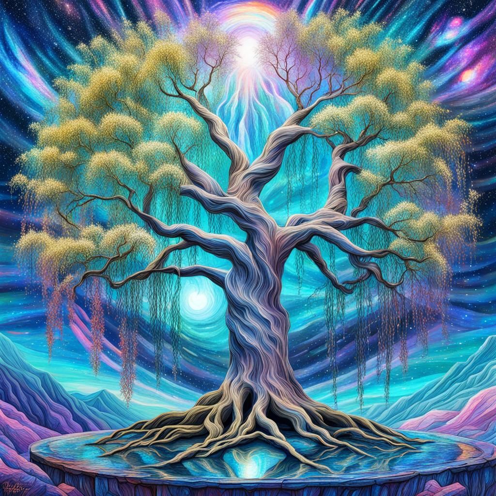 Cosmic Weeping Willow - AI Generated Artwork - NightCafe Creator