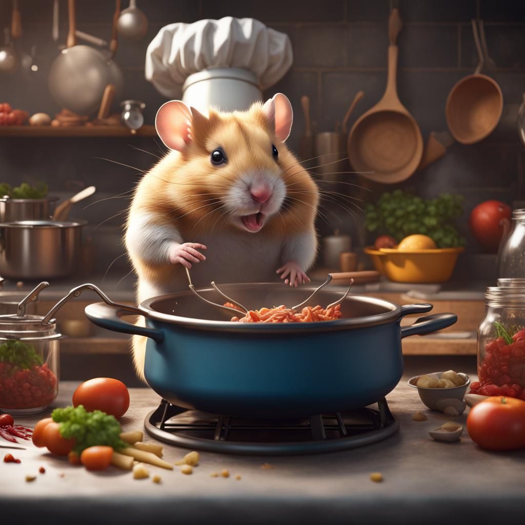 A hamster cooking - AI Generated Artwork - NightCafe Creator