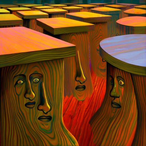 Tables with faces and faces with tables 
Objects with Faces by Frans Hals and Juan Miro