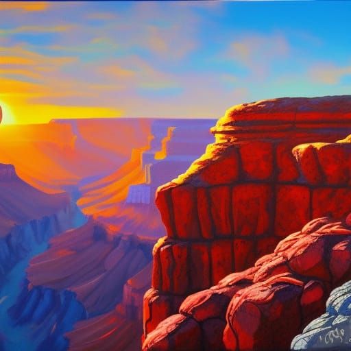 Grand Canyon with a blazing sunrise