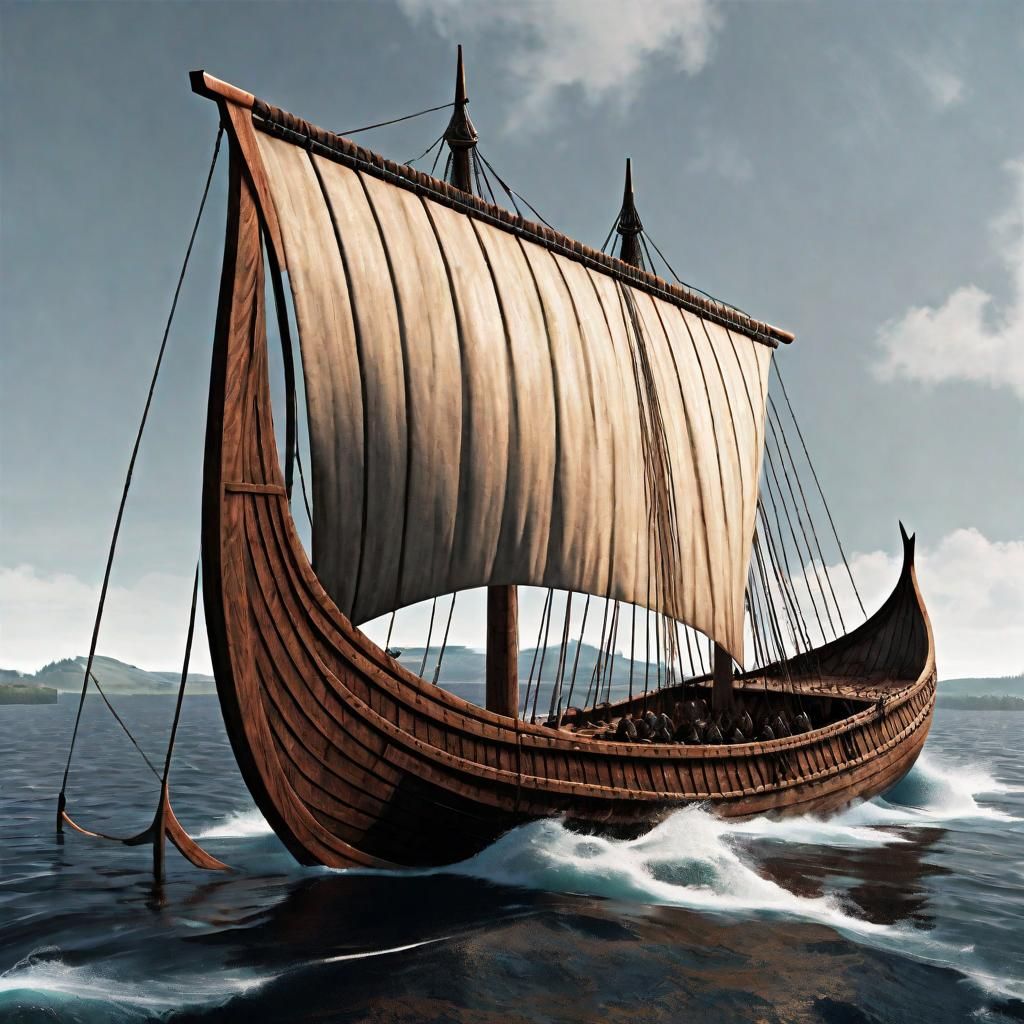 A Viking longship is a formidable vessel, characterized by i...
