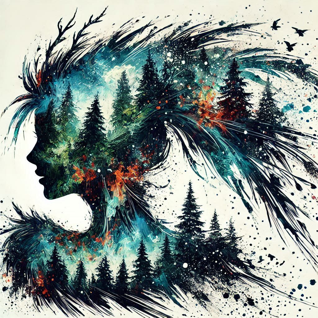 double exposure beautiful fantasy portrait landscape..