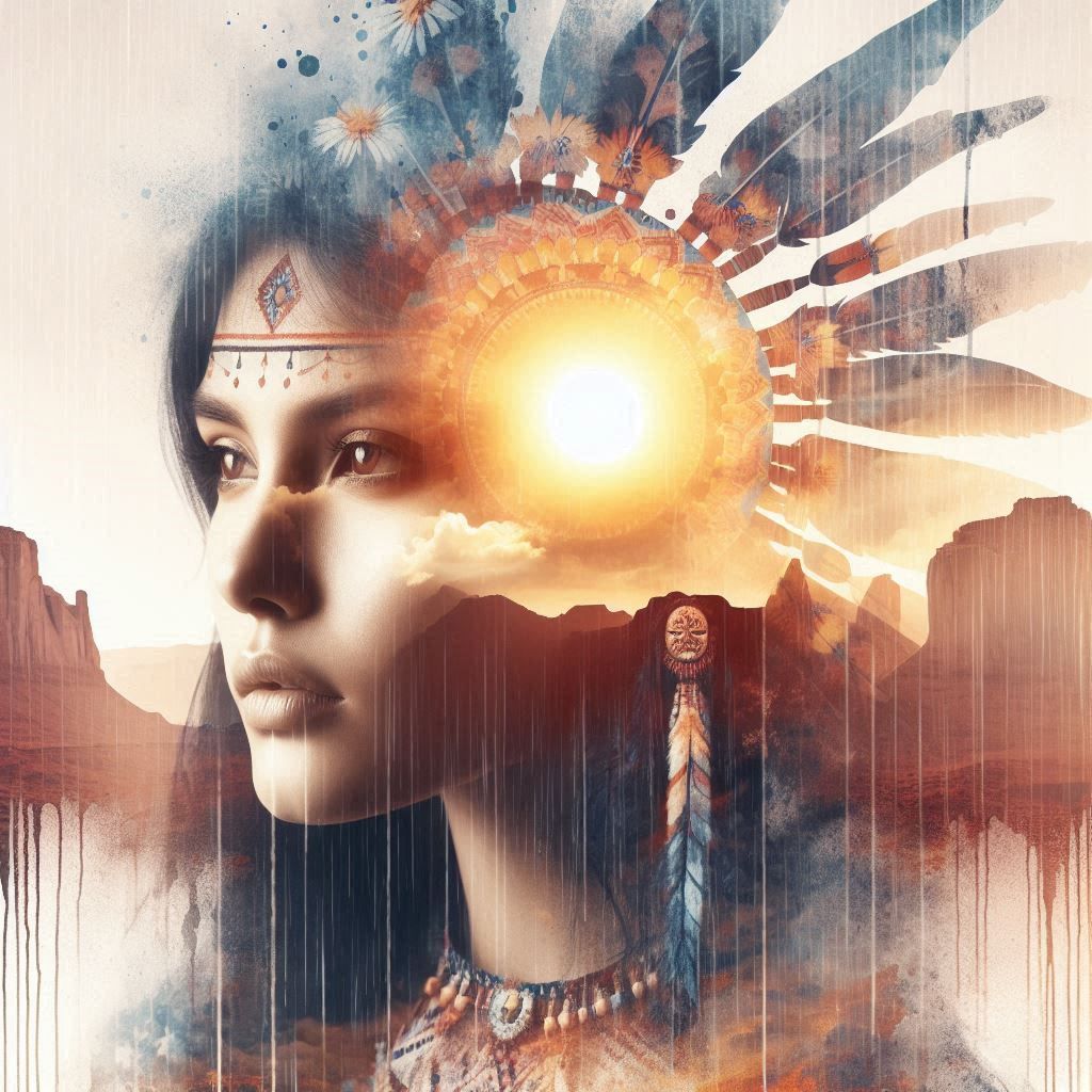 double exposure beautiful fantasy DALL-E 3 portrait landscap...