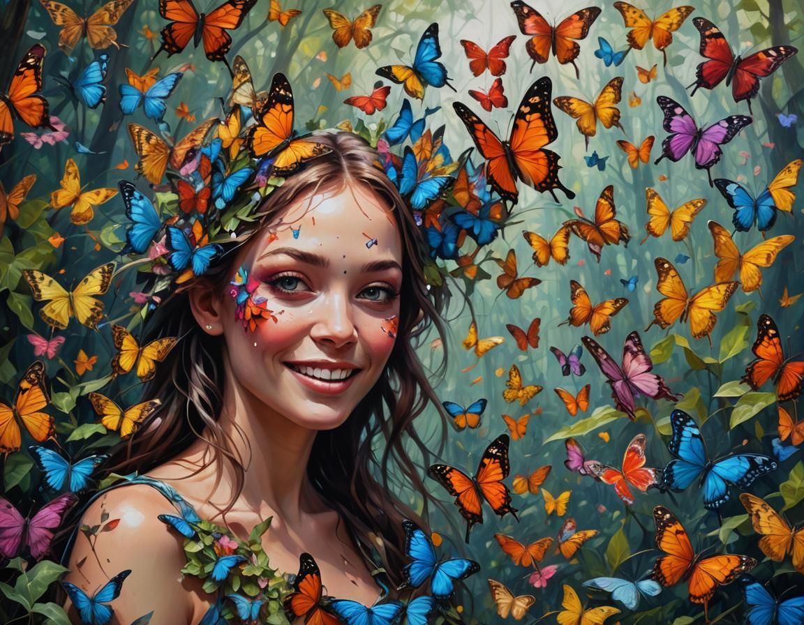 Butterfly fae female. Contrasted depth. Clear image detailed. Intricate