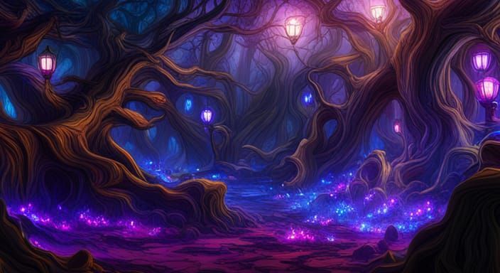 Blue and purple enchanted forest - AI Generated Artwork - NightCafe Creator