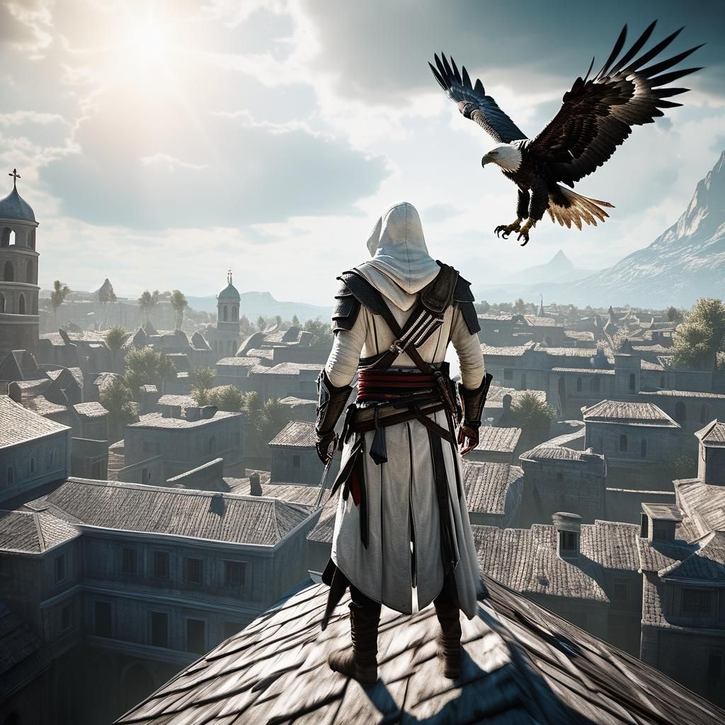 Altaïr , from Assassin's Creed game. young. Cinematic film still, shot ...