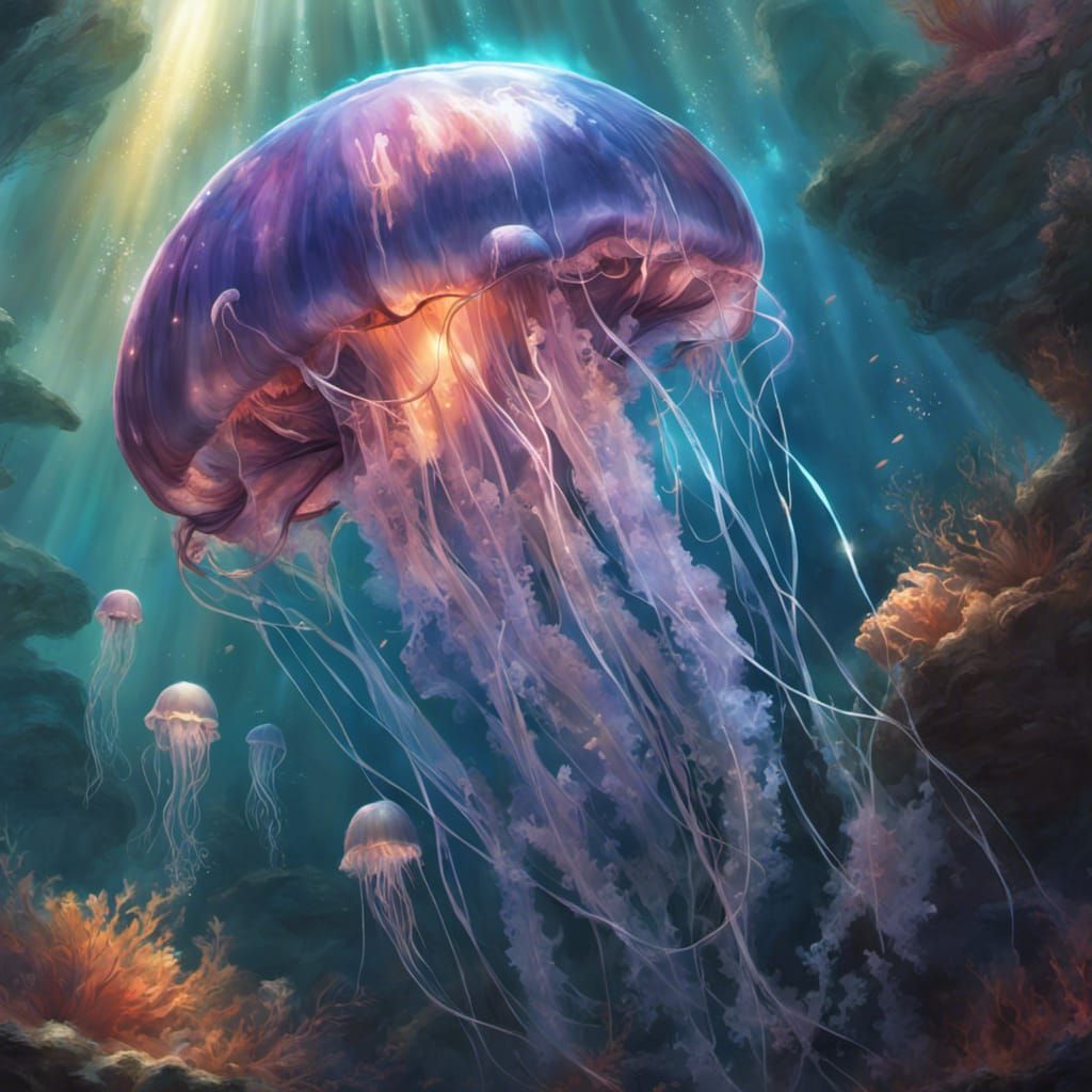 Jellyfish, illustration - AI Generated Artwork - NightCafe Creator