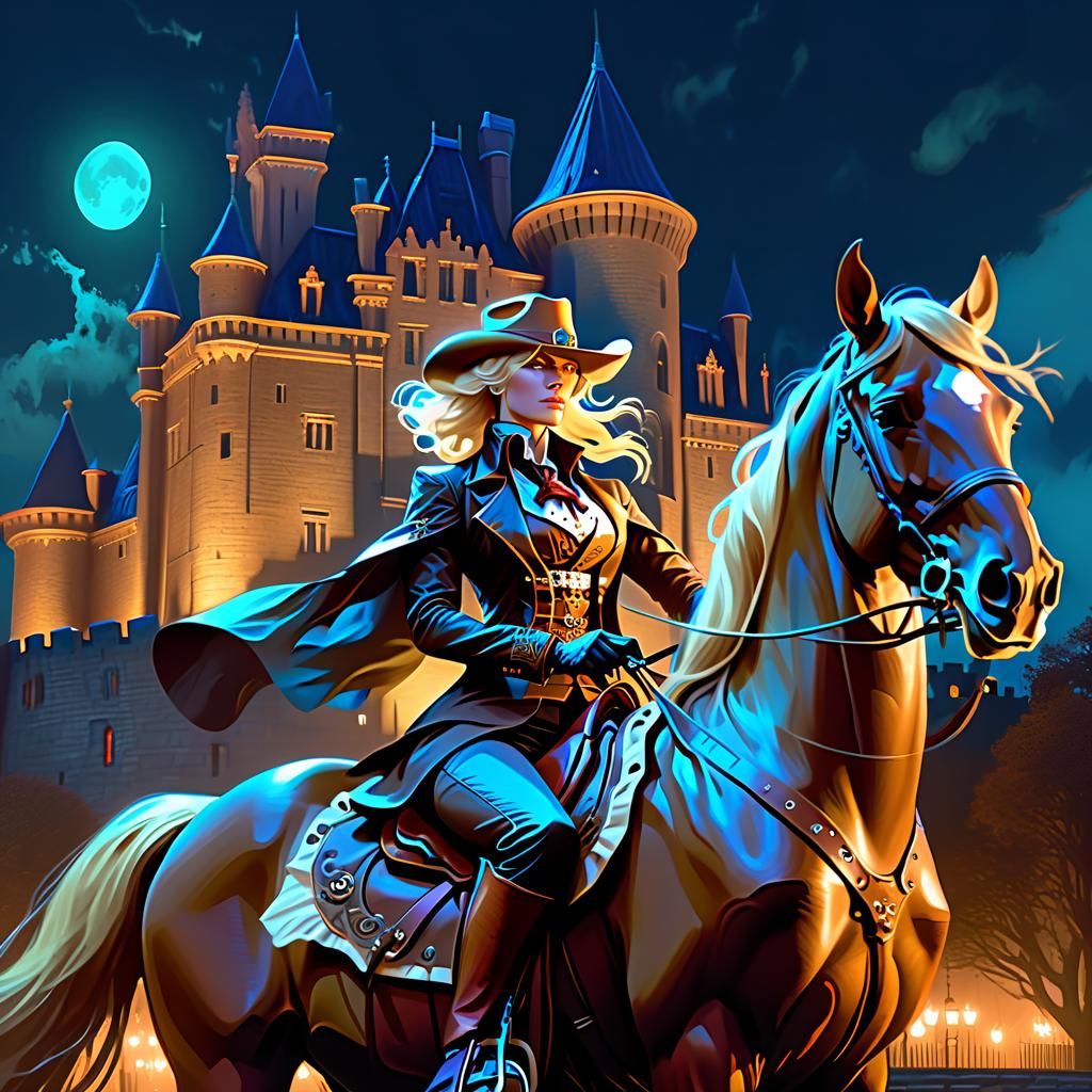 A mysterious shadowy creation: A beautiful steampunk blonde ...