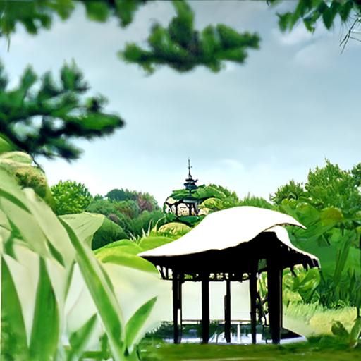 A gazebo hidden in a garden