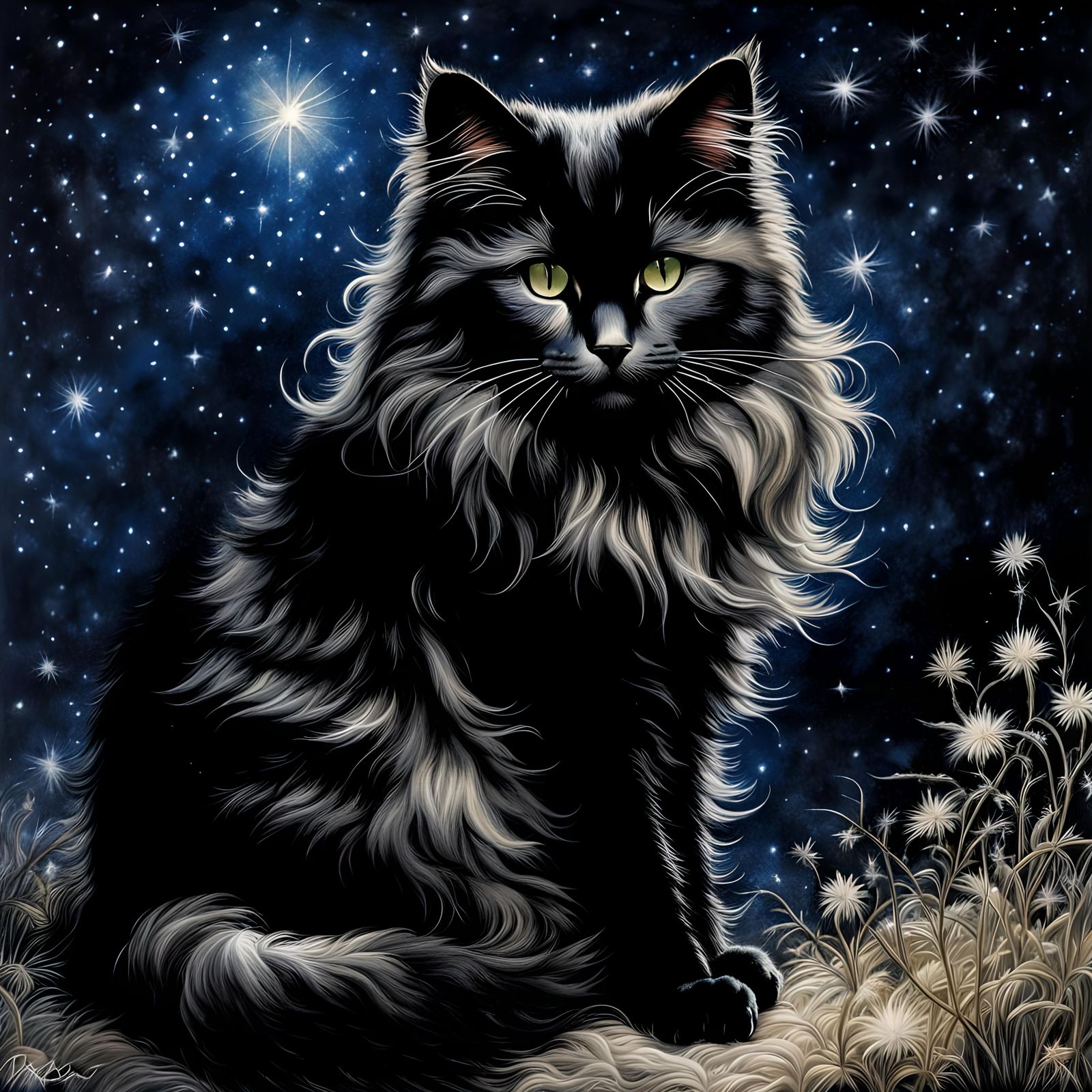 Beautiful fluffy kitty of the night (2 likes)  by @Taralie