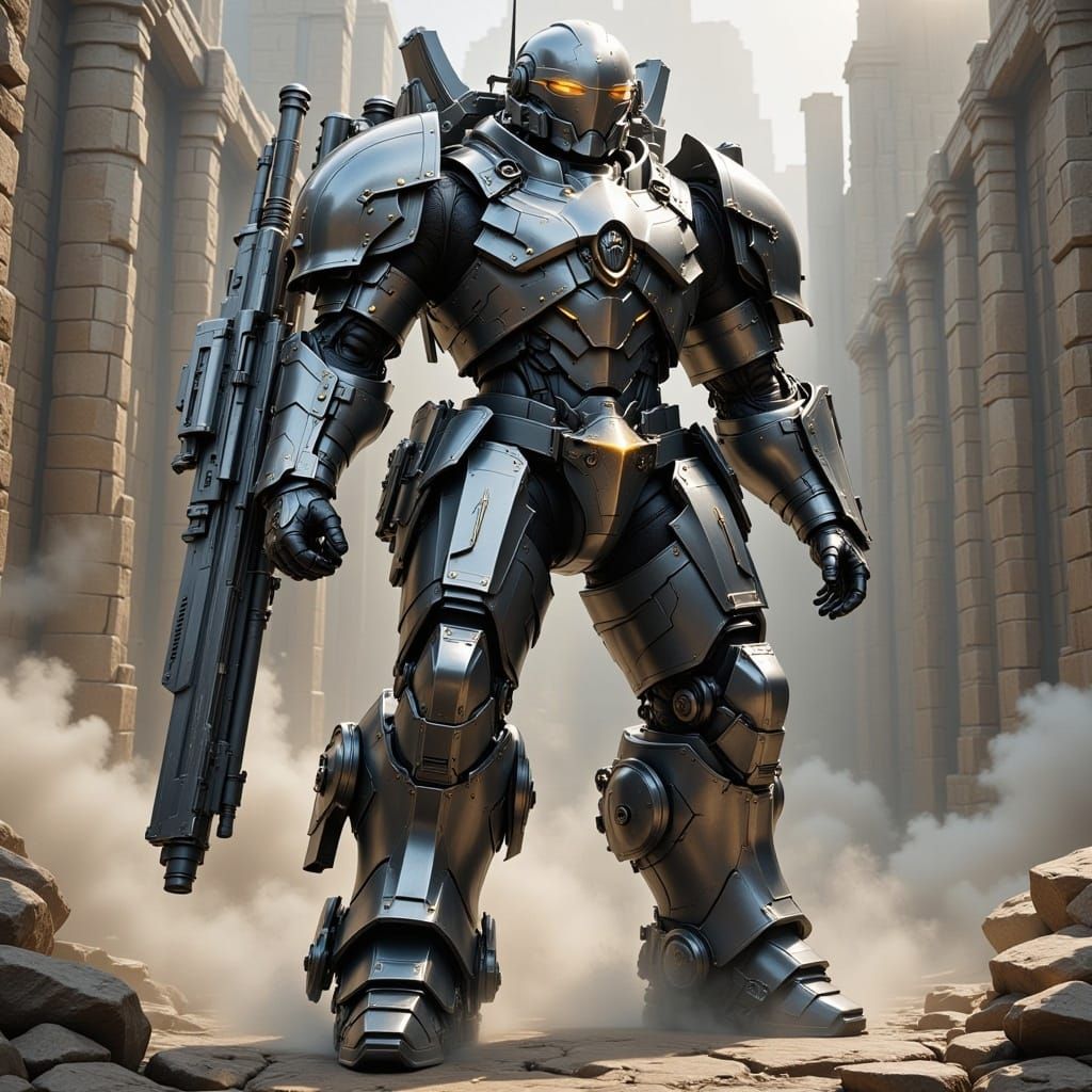 <lora:Holy FluxaMOly:1.0> A cyberpunk mech suit warrior