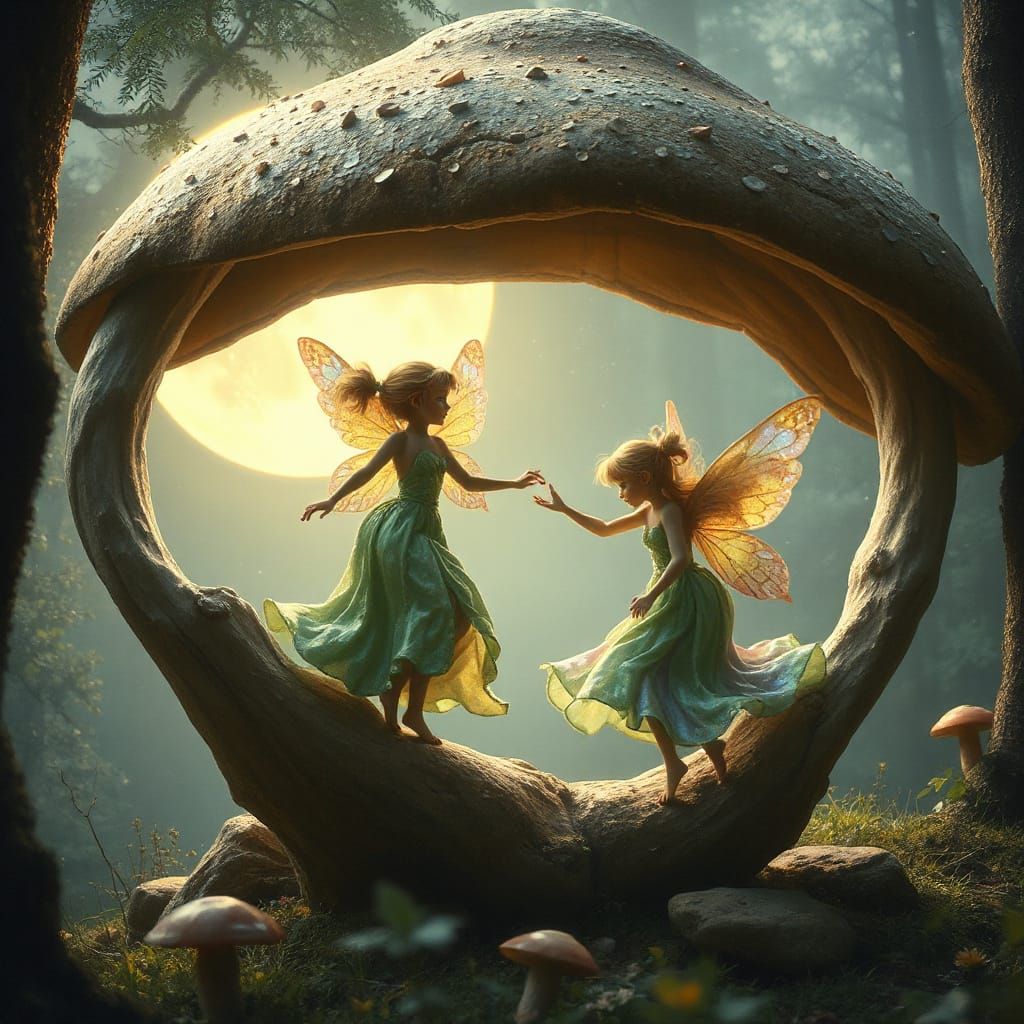 Moonlight Mushroom Meeting  by @undefined