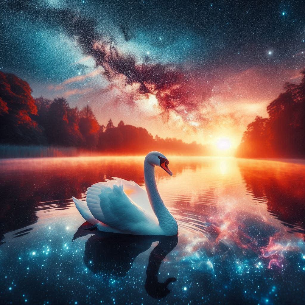 swan sunset
