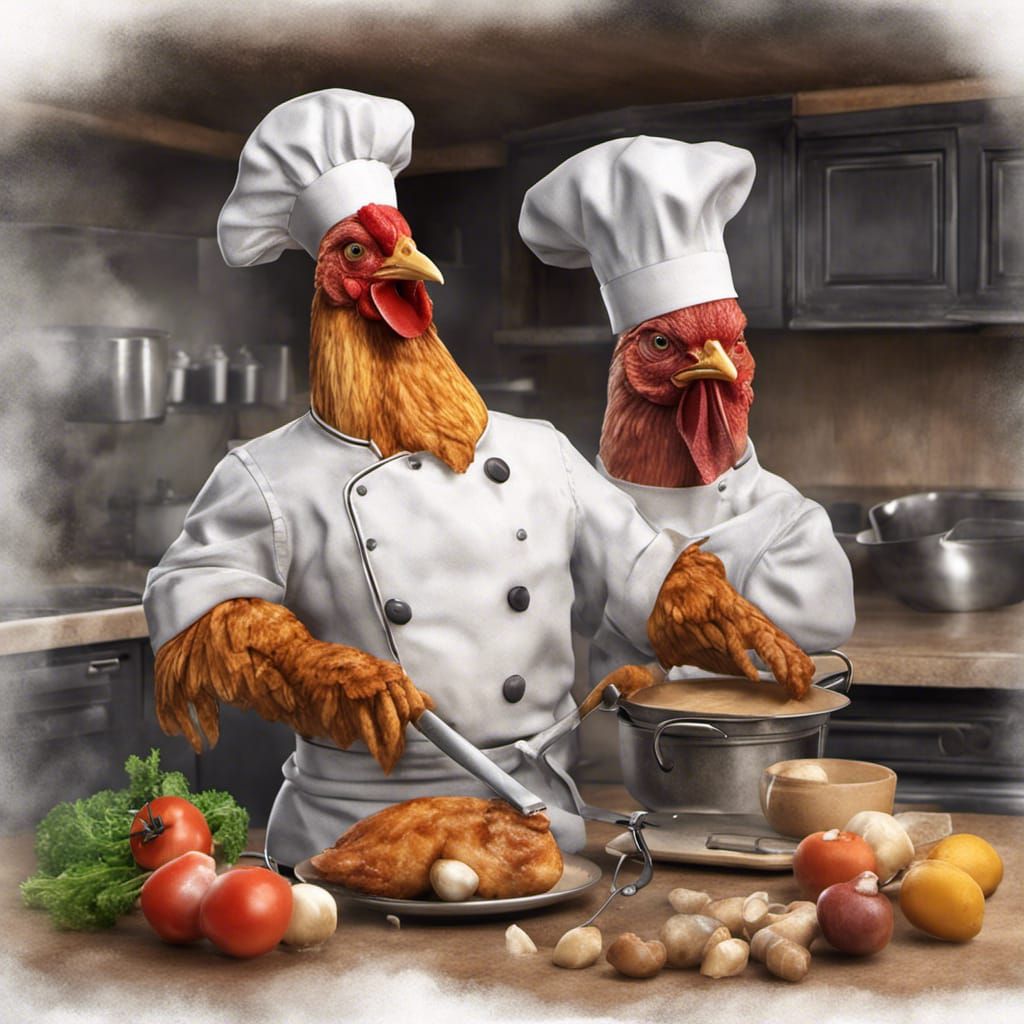 Huper realistic chicken as a chef