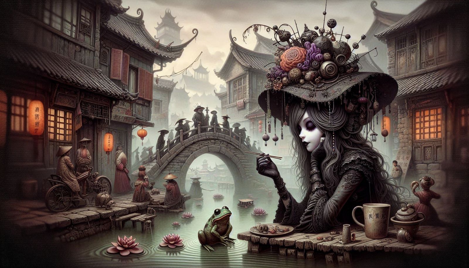 Goth Lady and Frog Enjoy The Chinese District of Their New H...