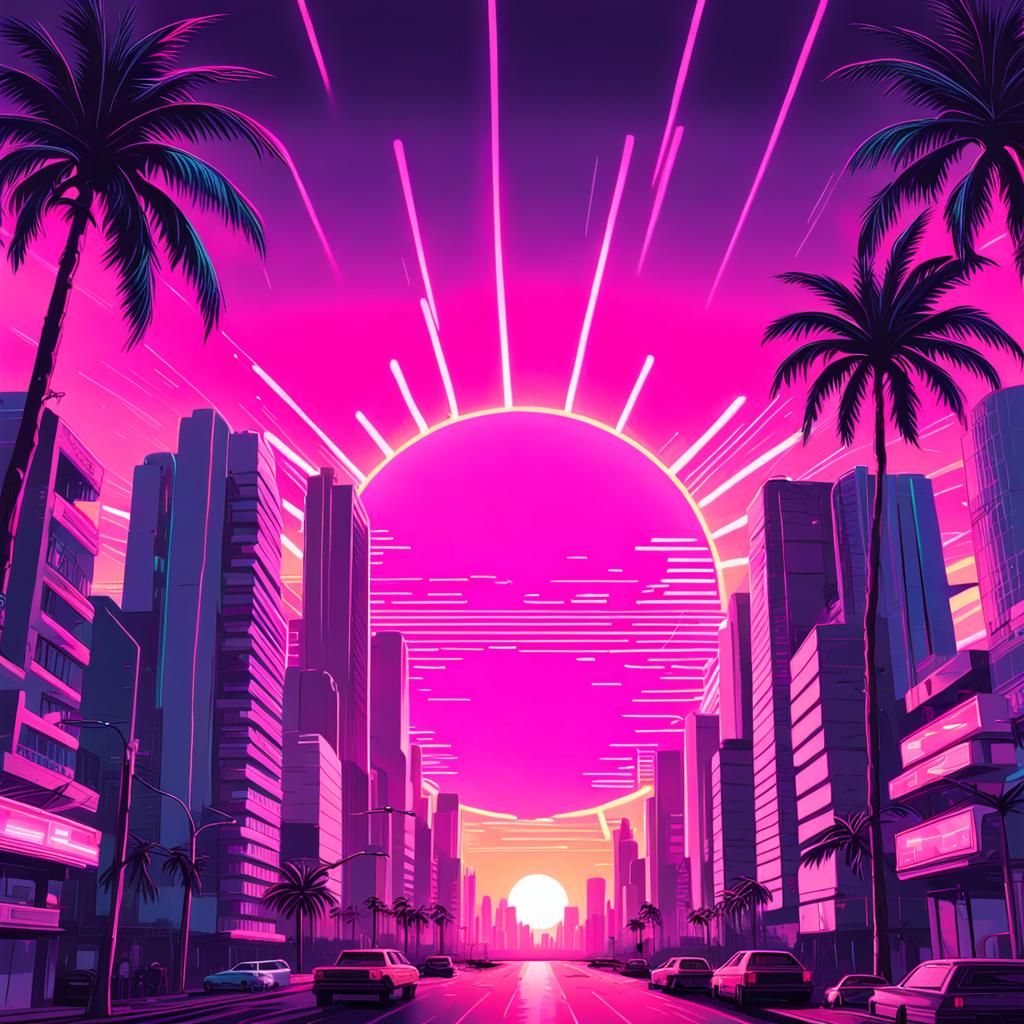 Vaporwave Aesthetic - City - AI Generated Artwork - NightCafe Creator