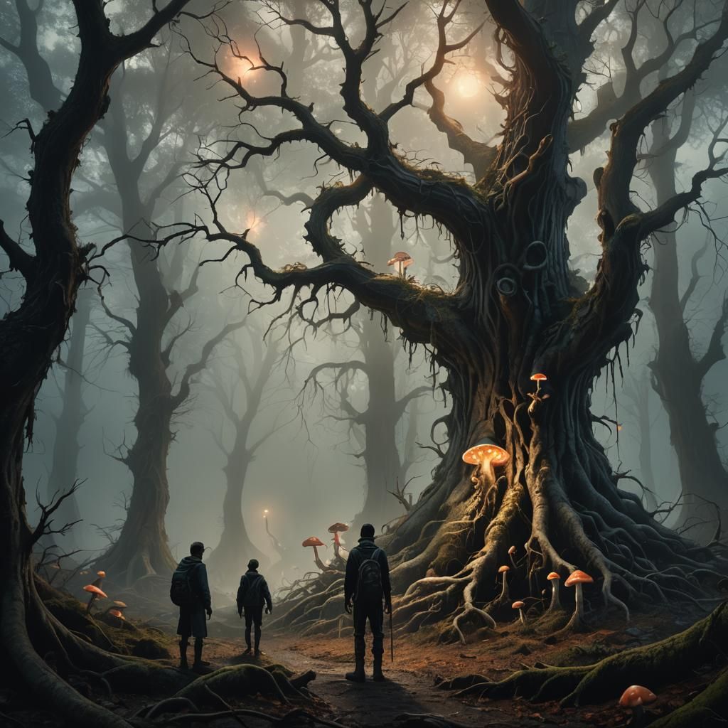Mystical Forest Traveler in Dark Fantasy Art