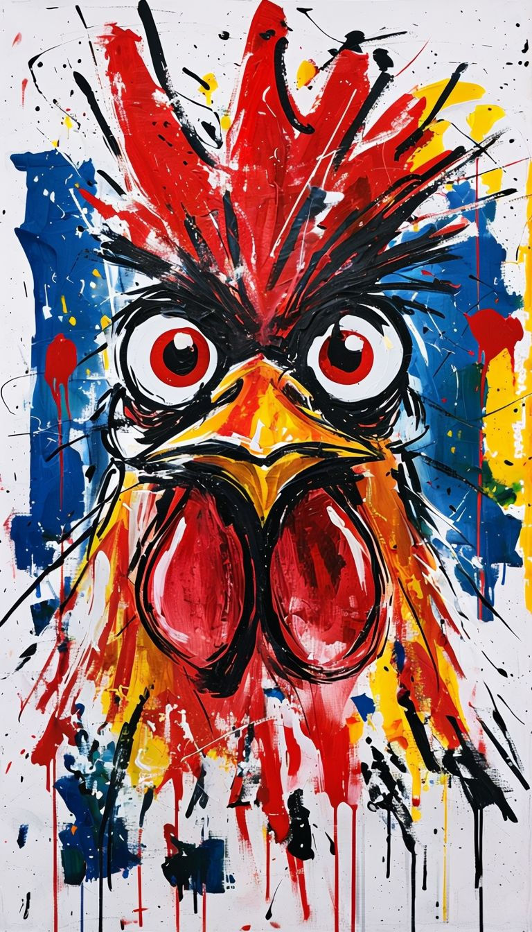 Vibrant expressionist rooster