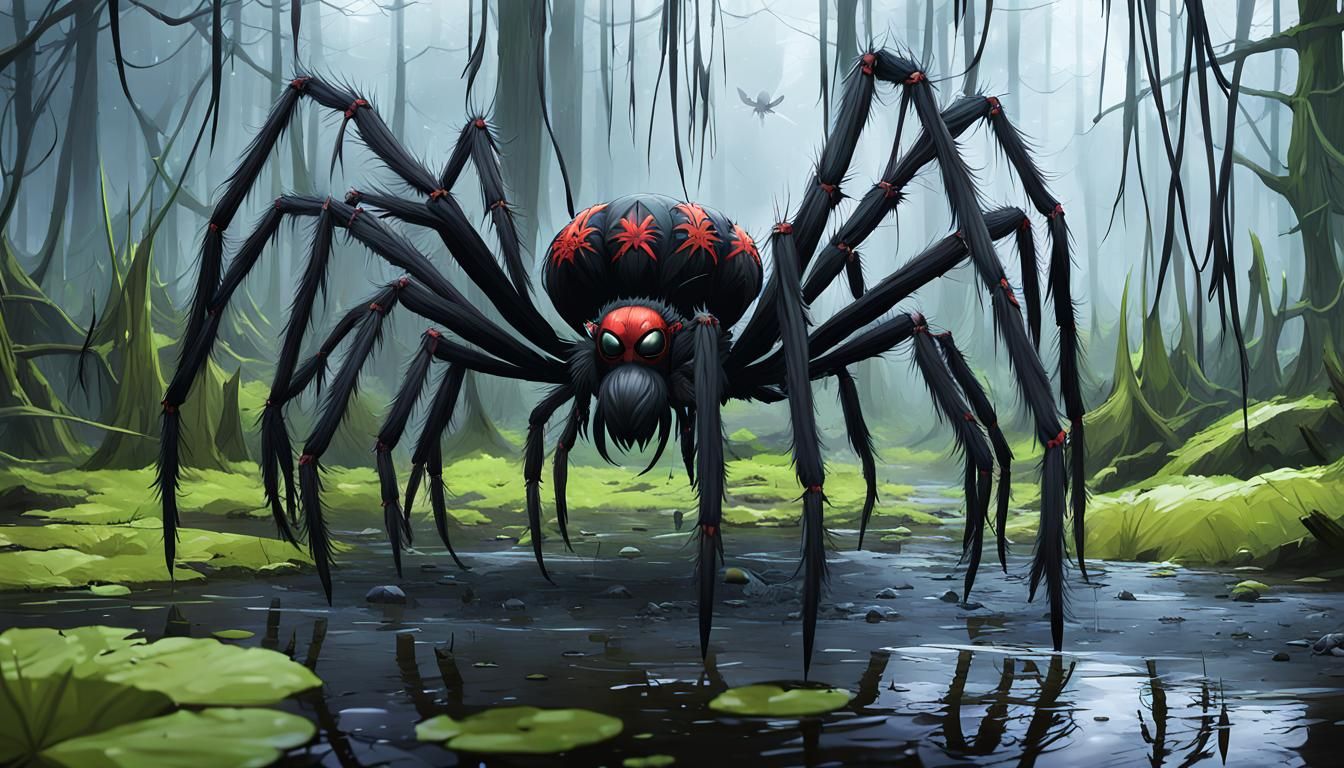 a giant spider in a swamp - AI Generated Artwork - NightCafe Creator