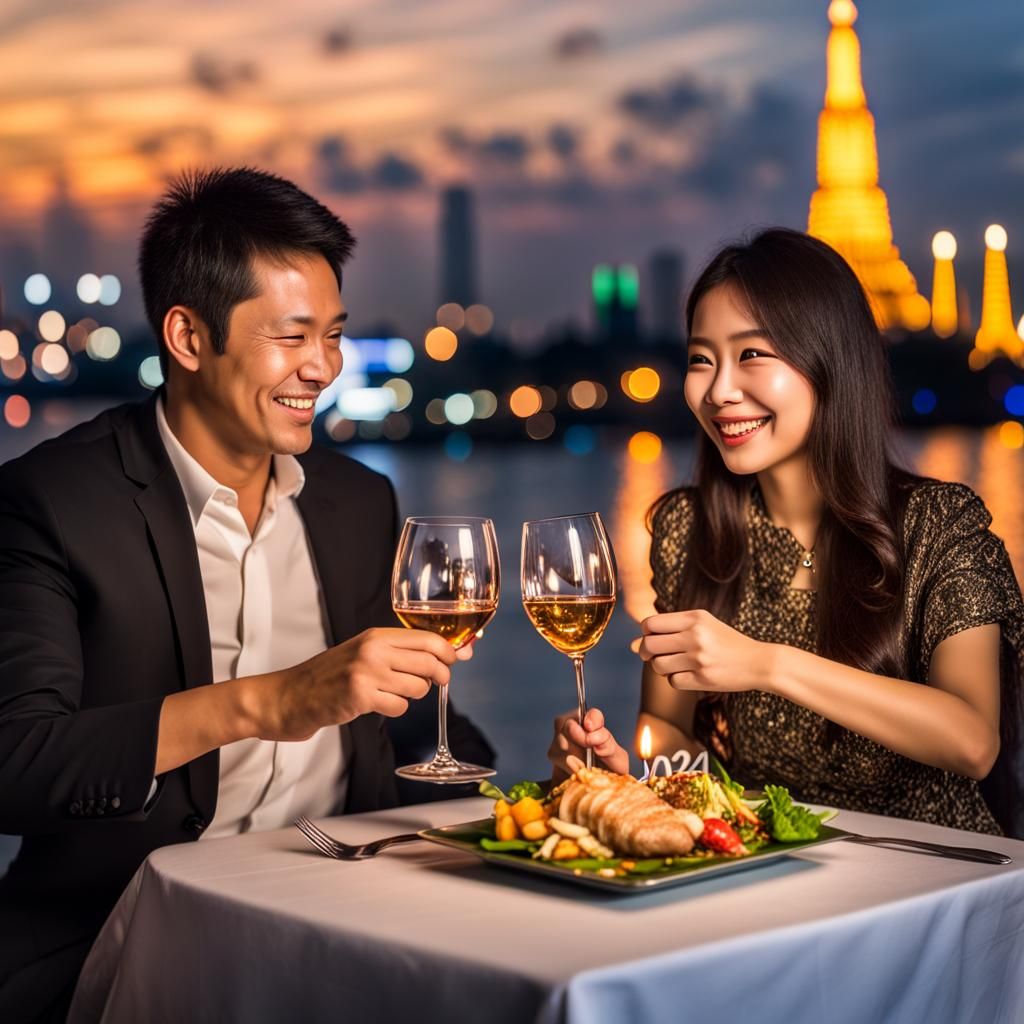 New Year's night celebrates​ at​ Wat​ Aroon.