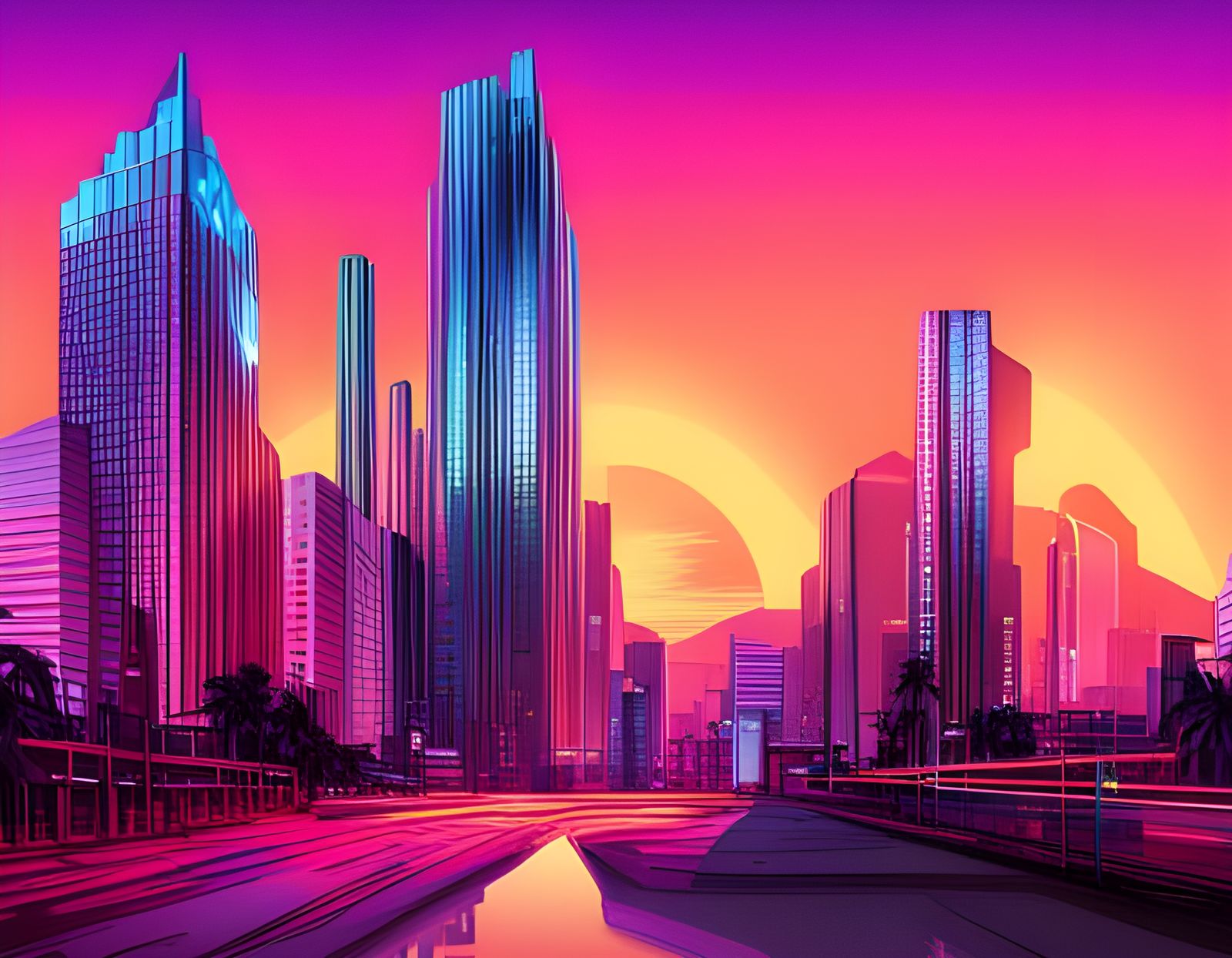 '80s style mega City, synthwave, retro, hyperrealistic - AI Generated ...