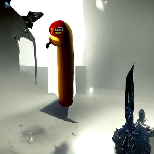 Robot death dealer vs giant hotdog