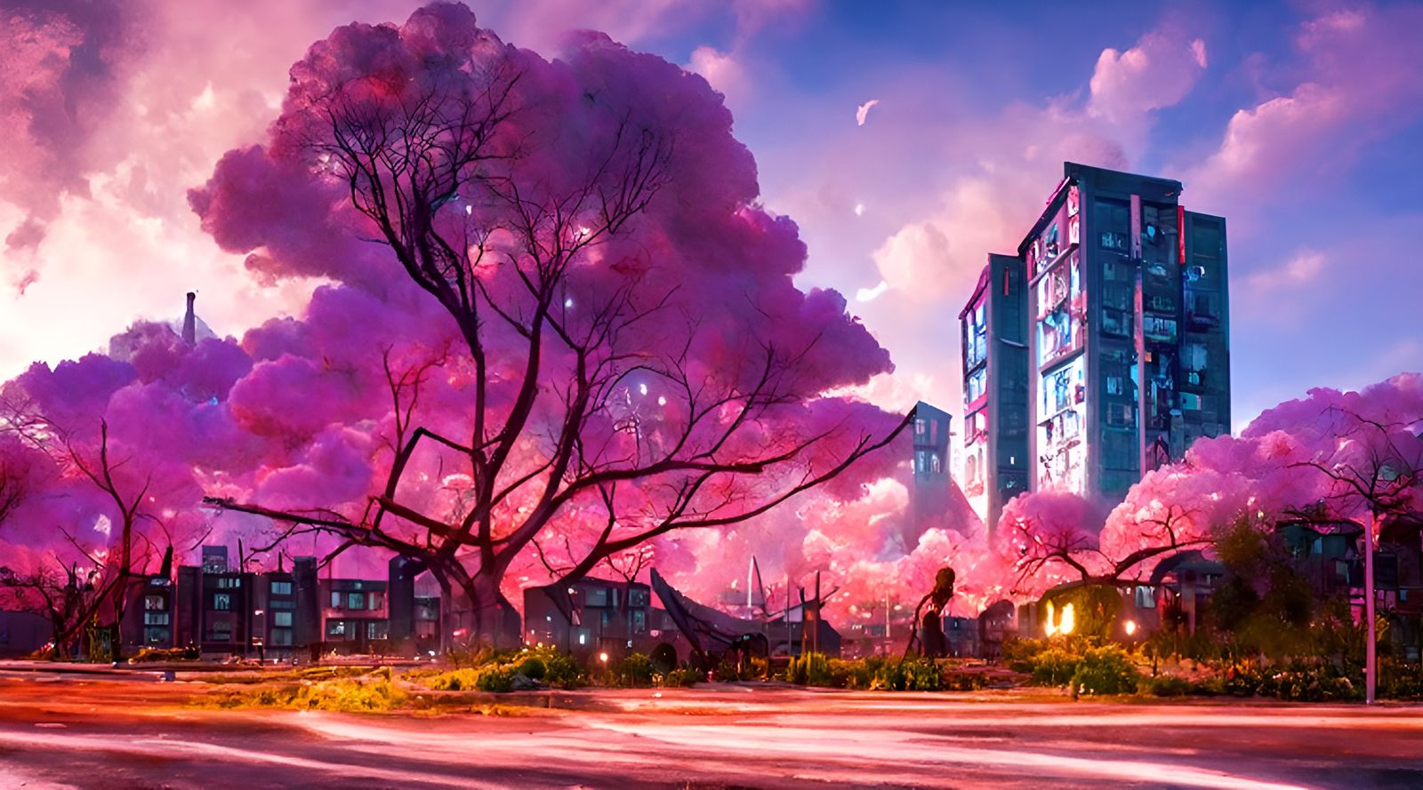 Dance of Cherry Blossoms. Modern city. Spring.   by @Josh