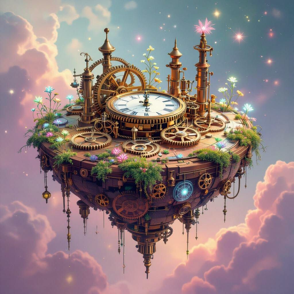 Clockwork Powered Floating Island
